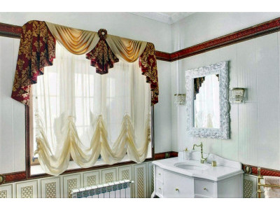 Австрийские шторы в ванной комнате фото в интерьере пример 302