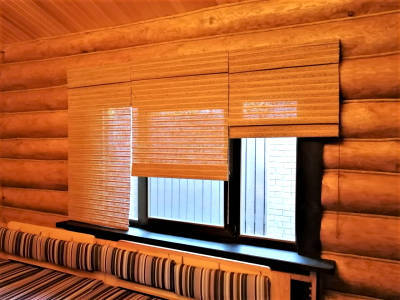 Бамбуковые шторы в коттедже фото в интерьере пример 2453