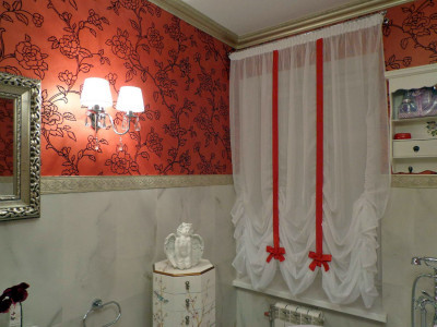 Австрийские шторы в ванной комнате фото в интерьере пример 250