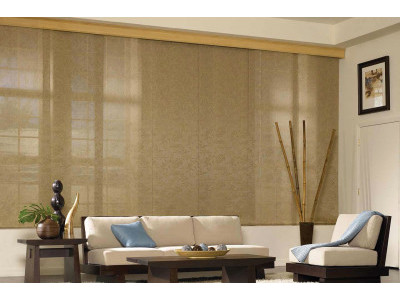 Японские шторы панели фото в интерьере пример 1181
